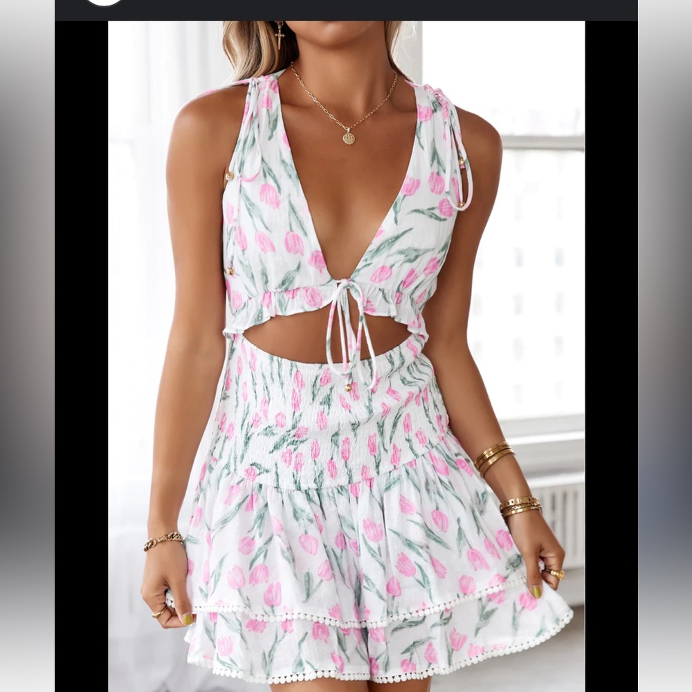 floral cutout dress